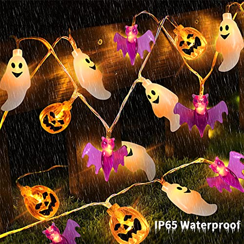TMXP Halloween String Lights, 16.4ft 50 LEDs Halloween Decoration Lights ,3 in 1 Battery Powered with 8 Lighting Modes for Window Porch Stair Indoor and Outdoor Halloween Decor (3 in 1), White