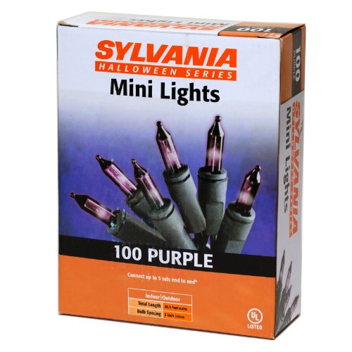 Sylvania V34708-88 100-Count Purple (Not Dark Purple Slightly Pinkish) Halloween Lights Set with Black Wire
