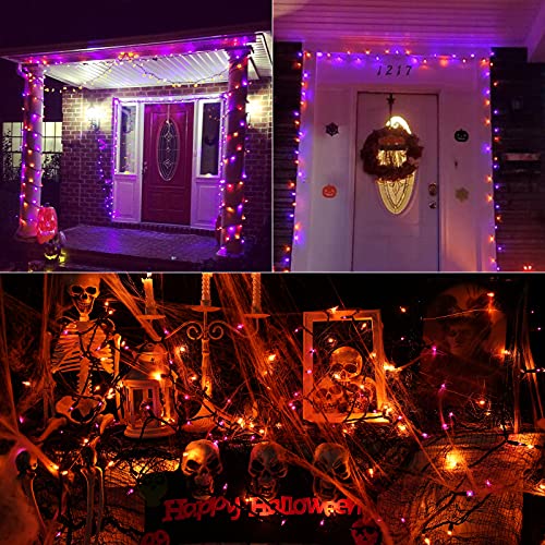 Toodour Orange & Purple Halloween Lights, 33ft 100 Count Incandescent Halloween String Lights, UL Certified Connectable Mini Bulbs Halloween Lights for Outdoor, Indoor, Garden, Porch, Halloween Decor