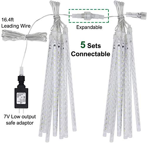 Twinkle Star Meteor Shower Rain Lights, 30cm 8 Tubes 288 LED Falling Raindrop Fairy String Light, Waterproof Plug in Iciclelights Outdoor for Halloween Christmas Holiday Party Patio Decor, Purple