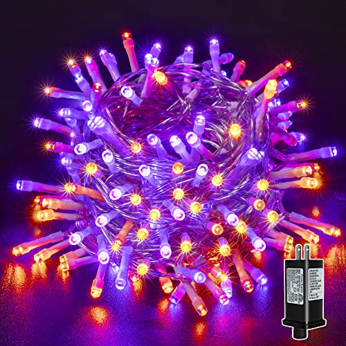 Ollny Halloween Lights outdoor - 200LED 66FT Orange and Purple Halloween Decorations Waterproof Plug in with Timer 8 Modes and Memory Function Christmas Fairy String Lights Indoor for House Yard Party