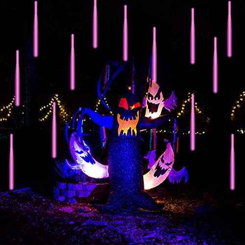 Twinkle Star Meteor Shower Rain Lights, 30cm 8 Tubes 288 LED Falling Raindrop Fairy String Light, Waterproof Plug in Iciclelights Outdoor for Halloween Christmas Holiday Party Patio Decor, Purple