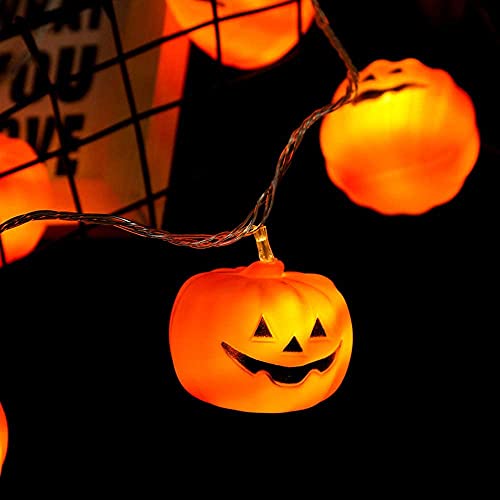 MILEXING Halloween String Lights, LED Pumpkin Lights, Holiday Lights for Outdoor Decor,2 Modes Steady/Flickering Lights(20 One Pumpkin Lights, 9.8 feet)