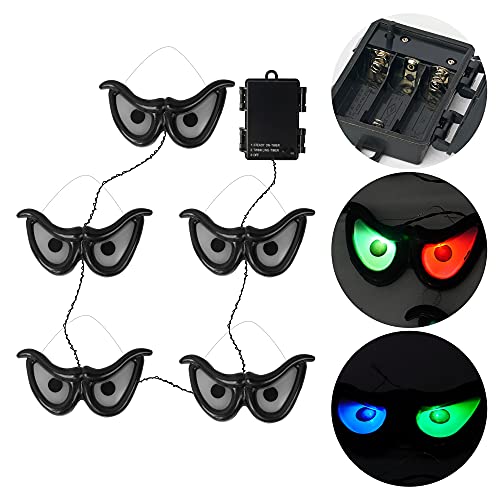 DAZZLE BRIGHT 10 LED RGB Flashing Eyes String Halloween Lights, Light up Battery Operated Waterproof Decorations for Indoor Outdoor Room Yard Garden Party Carnival Supplies