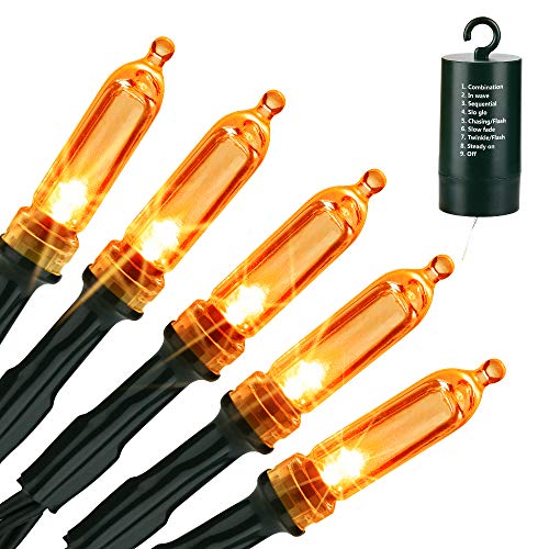 Toodour Orange Halloween Lights, 33ft 100 LED Orange String Lights with 8 Modes, Battery Operated Halloween Decorative Lights for Outdoor, Party, Halloween Decorations