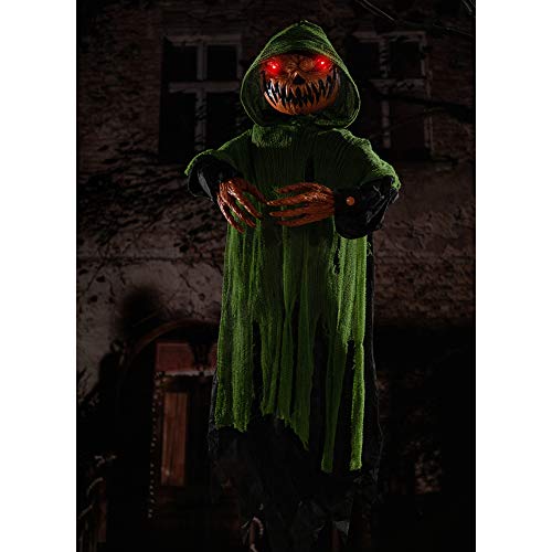 HollyHOME Animated Hanging Jack-O'-Lantern with Glowing Head and Creepy Sound Halloween Outdoor Decoration Haunted House Prop Decor 48 Inch