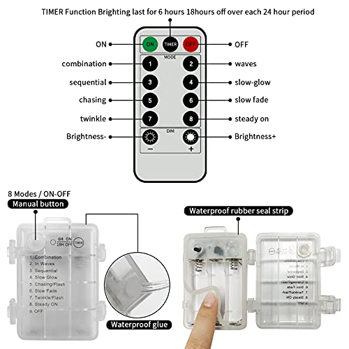 TMXP Halloween String Lights, 16.4ft 50 LEDs Halloween Decoration Lights ,3 in 1 Battery Powered with 8 Lighting Modes for Window Porch Stair Indoor and Outdoor Halloween Decor (3 in 1), White
