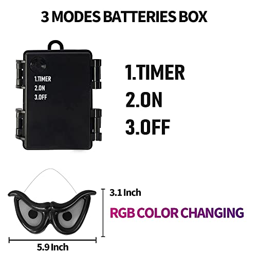 DAZZLE BRIGHT 10 LED RGB Flashing Eyes String Halloween Lights, Light up Battery Operated Waterproof Decorations for Indoor Outdoor Room Yard Garden Party Carnival Supplies