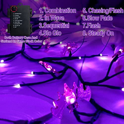 TURNMEON [Extra Long] 9 Ft 72 LED Halloween Willow Vine Twig Decor Garland with 24 Purple Bats Lights Timer 8 Modes Waterproof Battery Operated Halloween Decorations Home Wall Fireplace (Purple Bats)