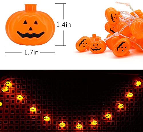 MILEXING Halloween String Lights, LED Pumpkin Lights, Holiday Lights for Outdoor Decor,2 Modes Steady/Flickering Lights(20 One Pumpkin Lights, 9.8 feet)