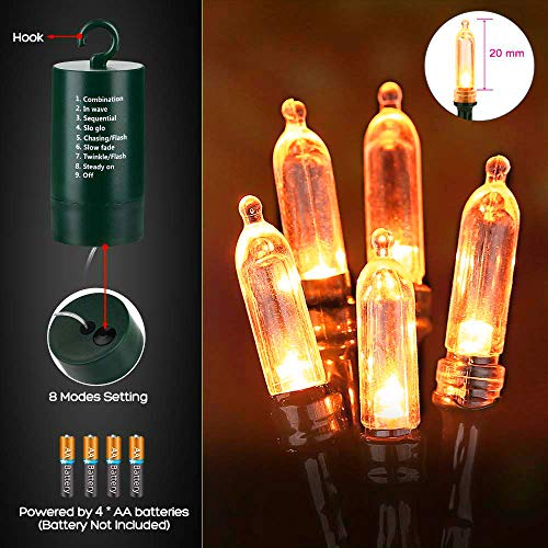 Toodour Orange Halloween Lights, 33ft 100 LED Orange String Lights with 8 Modes, Battery Operated Halloween Decorative Lights for Outdoor, Party, Halloween Decorations