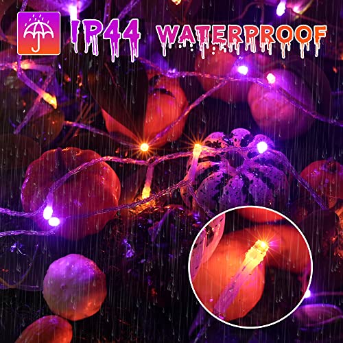 Ollny Halloween Lights outdoor - 200LED 66FT Orange and Purple Halloween Decorations Waterproof Plug in with Timer 8 Modes and Memory Function Christmas Fairy String Lights Indoor for House Yard Party