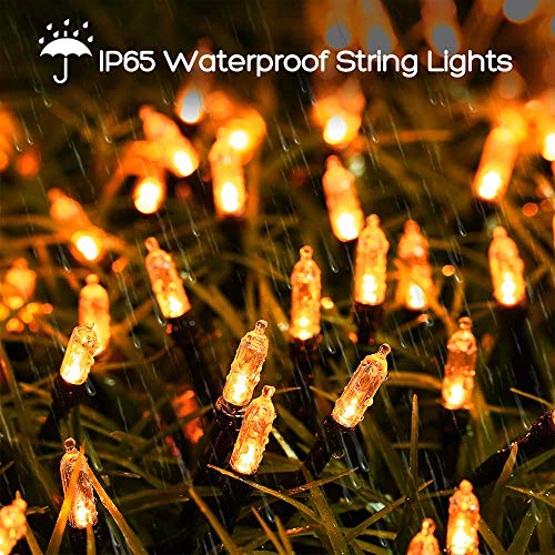 Toodour Orange Halloween Lights, 33ft 100 LED Orange String Lights with 8 Modes, Battery Operated Halloween Decorative Lights for Outdoor, Party, Halloween Decorations