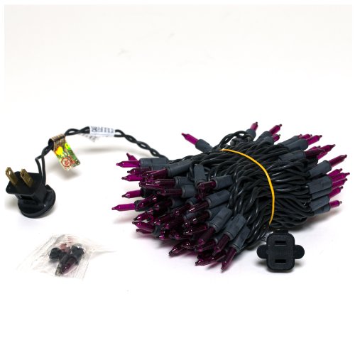 Sylvania V34708-88 100-Count Purple (Not Dark Purple Slightly Pinkish) Halloween Lights Set with Black Wire