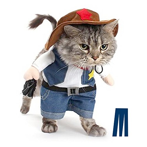 Mikayoo Pet Dog Cat Halloween Costumes,The Cowboy for Party Christmas Special Events Costume,West Cowboy Uniform with Hat,Funny Pet Cowboy Outfit Clothing for Dog cat(M)