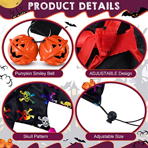 5 Pieces Pet Cat Halloween Costume Small Dog Vampire Cloak Bat Pumpkin Witch Hat with Adjustable Strap Skeleton Dog Bib Collar with Bells for Pet Cat Halloween Bloody Zombie Party Clothing Decor