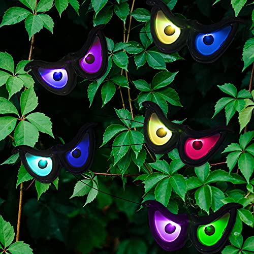 DAZZLE BRIGHT 10 LED RGB Flashing Eyes String Halloween Lights, Light up Battery Operated Waterproof Decorations for Indoor Outdoor Room Yard Garden Party Carnival Supplies