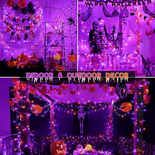 Ollny Halloween Lights outdoor - 200LED 66FT Orange and Purple Halloween Decorations Waterproof Plug in with Timer 8 Modes and Memory Function Christmas Fairy String Lights Indoor for House Yard Party
