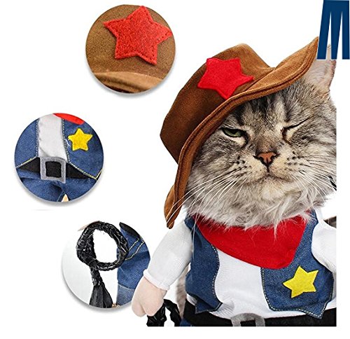 Mikayoo Pet Dog Cat Halloween Costumes,The Cowboy for Party Christmas Special Events Costume,West Cowboy Uniform with Hat,Funny Pet Cowboy Outfit Clothing for Dog cat(M)