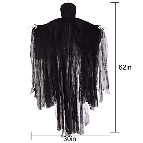 NEWBEA 5 Ft Halloween Hanging Grim Reaper, Creepy Faceless Ghost Large Life-Size Halloween Decor Prop
