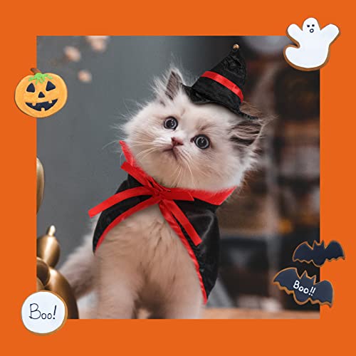 WHIPPY Halloween Cat Costume Vampire Cloak Witch Hat Adjustable Pet Costume Accessories Pet Cape Costume for Cat Rabbit Small Animal