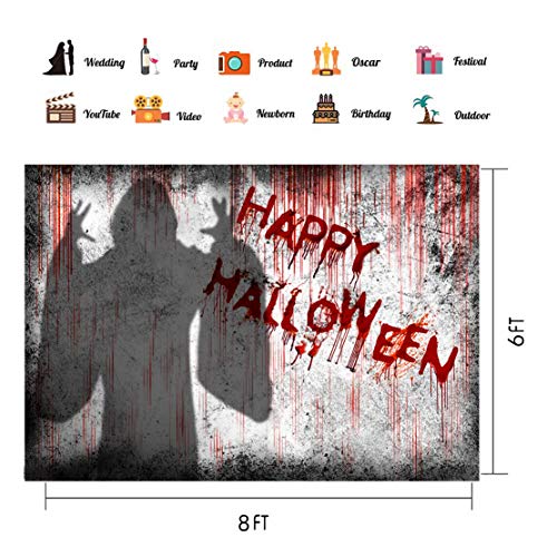 LTLYH 8X6ft Bloody Halloween Backdrop Fabric Dripping Blood Ghost Shadow Photo Backdrops for Photoshoot Horror Halloween Party Banner Portrait Photo Booth Backdrop Props A066