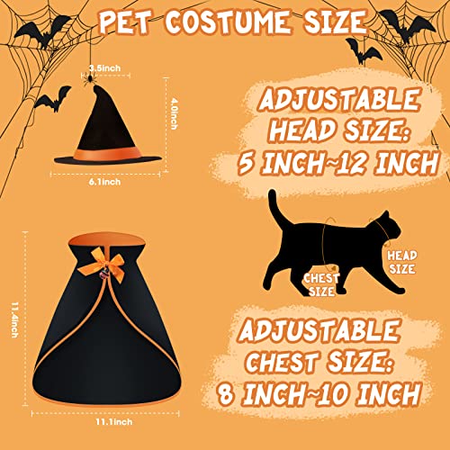 Halloween Cat Costume Bat Wings Witch Cloak Wizard Hat 3 PCS Pet Costumes for Small Cats Kittens Cosplay Halloween Party Decoration Bat Costume Cat Dress Up Accessories