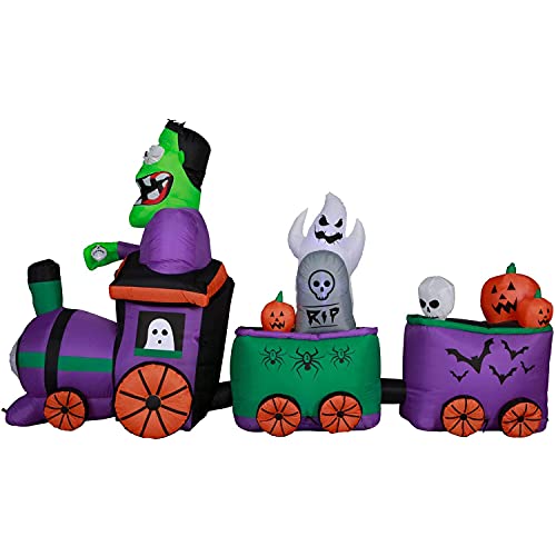 Holidayana Halloween Inflatables Large 10 ft Graveyard Train - Inflatable Outdoor Halloween Decorations Blow Up Halloween Decorations for Yard, Lawn & Garden Internal Lights & Built-in Fan