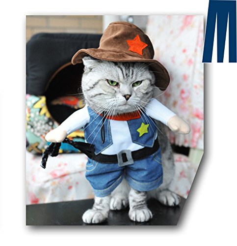 Mikayoo Pet Dog Cat Halloween Costumes,The Cowboy for Party Christmas Special Events Costume,West Cowboy Uniform with Hat,Funny Pet Cowboy Outfit Clothing for Dog cat(M)