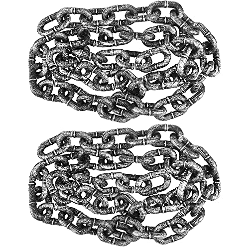 Haconba 2 Pack 6 Feet Halloween Chains Plastic Chains Props Decoration Prison Chain for Halloween Party Decoration Cosplay Accessory