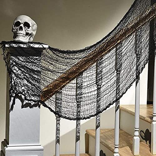 Biubee Pack of 5 Halloween Black Creepy Cloth- Spooky Fabric Cloth Halloween Decorations Clearance for Haunted House Halloween Party Doorway Outdoors Decoration (30×72inch)