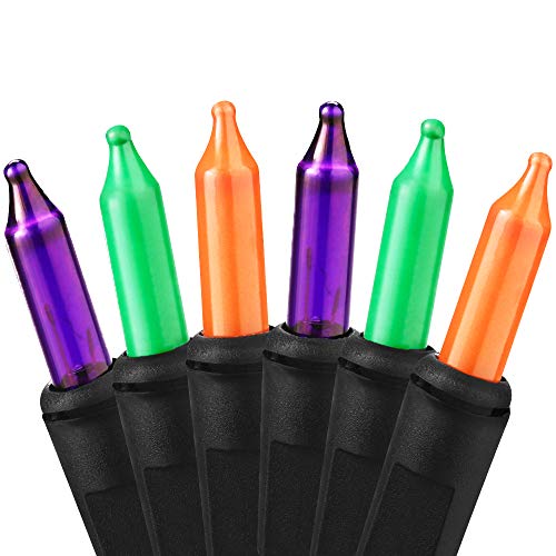 ⭐️Halloween String Lights - 24ft 100 Incandescent Orange&Purple&Green Mini Bulbs Lights, Halloween Lighting Decor for Outdoor&Indoor Use, Fairy Garden, Yard, Home, Party, Holiday, Halloween Decoration