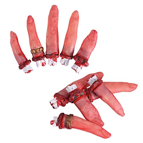 Halloween Blood Props Fake Scary Severed Hand Broken for Haunted House Halloween Vampire Zombie Party Decorations Supplies (Broken hands + feet + fingers)