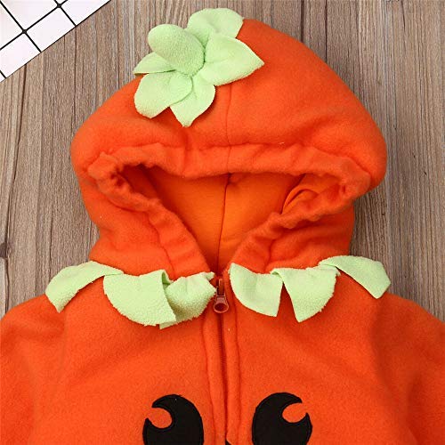 Infant Toddler Baby Girls Boys Halloween Pumpkin Costumes Cute Hooded Romper Top Leggings Pants Outfit Clothes Set (12-18 Months, Orange Hoodie+stripe Pants)
