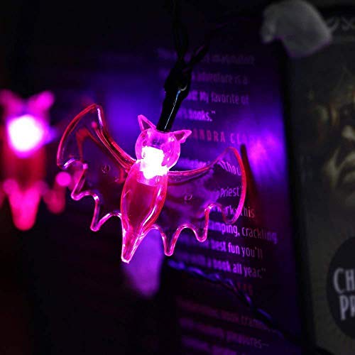 Twinkle Star Halloween String Lights, Set of 3 Total 90 LED 35.4 FT Purple Bat, White Ghost, Orange Pumpkin String Lights Battery Operated Indoor Party Bedroom Home Festival Decoration