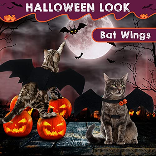 5 Pieces Pet Cat Halloween Costume Small Dog Vampire Cloak Bat Pumpkin Witch Hat with Adjustable Strap Skeleton Dog Bib Collar with Bells for Pet Cat Halloween Bloody Zombie Party Clothing Decor