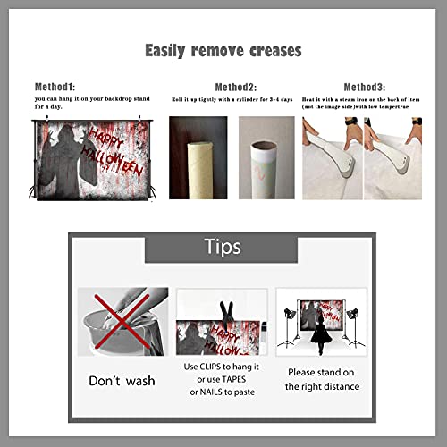 LTLYH 8X6ft Bloody Halloween Backdrop Fabric Dripping Blood Ghost Shadow Photo Backdrops for Photoshoot Horror Halloween Party Banner Portrait Photo Booth Backdrop Props A066