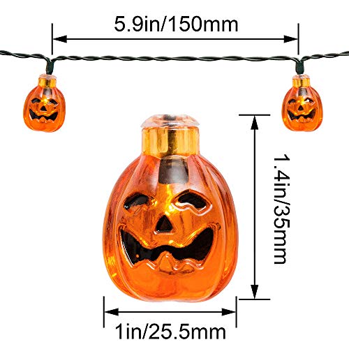 Halloween Pumpkin String Lights Eurus Home 20 ft 30 LED Halloween Lights | Solar Powered Pumpkin Lights with 8 Lighting Modes Jack-O-Lantern Decorative Lights for Indoor Outdoor Halloween Party IP65