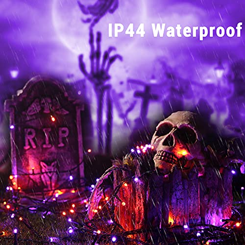 Orange & Purple Halloween Lights, 98.42ft 300 LED Orange Lights, Connectable 8 Modes Halloween String Lights, Plug in Twinkle Purple Halloween Lights Waterproof for Holiday Party Home Decor