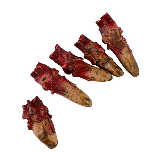 IronBuddy Bloody Fake Fingers Realistic Severed Fingers Horror Scary Prank Toys Fingers Props, Halloween Decorations Props, 5 Fingers (No Rope)
