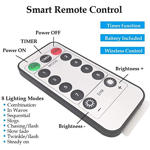 Twinkle Star Fairy Lights, 33ft 100 LED Battery Operated Waterproof String Lights with Remote, Timer & 8 Lighting Modes Indoor Outdoor Wedding Party Decorations, Orange, 1 Pack