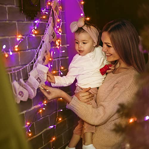 Ollny Halloween Lights Outdoor, 60 FT 180 LED Orange and Purple Halloween Decorations Lights, Waterproof String Fairy Lights Plug in, 8 Modes and Timer Lights for Party, Yard, Door, Christmas Decor