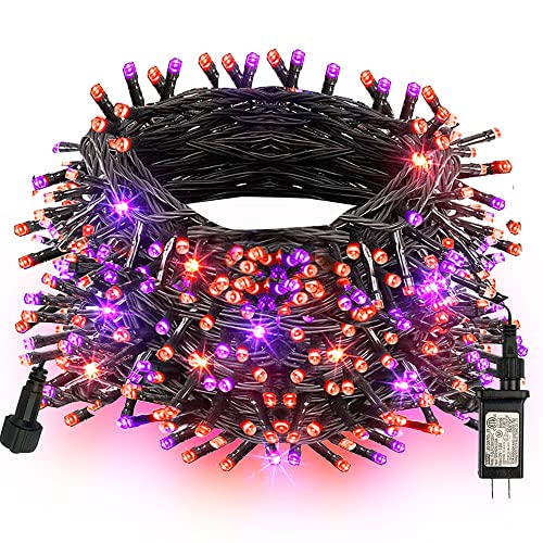 Orange and Purple Halloween lights, 200 LED 66FT Halloween Lights Plug In with 8 Modes, Waterproof Fairy Halloween Lights Outdoor, Indoor Halloween Decorations for Party Yard Room Decorations