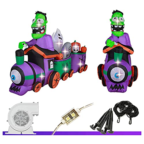 Holidayana Halloween Inflatables Large 10 ft Graveyard Train - Inflatable Outdoor Halloween Decorations Blow Up Halloween Decorations for Yard, Lawn & Garden Internal Lights & Built-in Fan