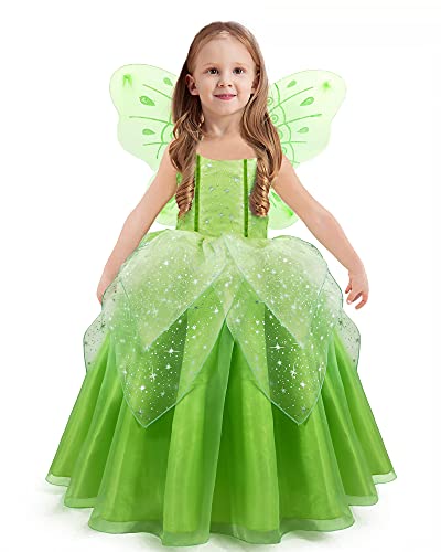 Axaxa Tinker Bell Halloween Costumes for Baby Girls Girls Fairy Costume Tinkerbell Costume for Girls Include Wings 2-11T