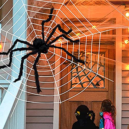 UHdod 2 Pack Giant Spider for Halloween Decoration, 55 Inch Halloween Spider for Indoor Outdoor Yard Halloween Decoration Fake Spider Scary Furry Spider Props