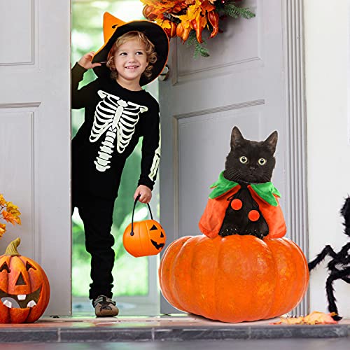 4 Pcs Pet Cat Halloween Costume Dog Vampire Cloak Reversible Cute Cat Pumpkin Cape Bat Wings with Bells for Pet Dog Cat Cosplay Holiday Halloween Party Decor (Black, Red, Orange, Solid Pattern)