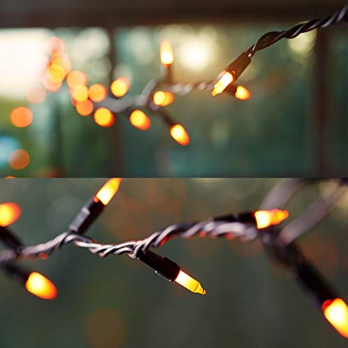 Mini Christmas Lights, 150 LED Incandescent Halloween Lights, 33FT 120V UL Certified Xmas Tree Lights for Christmas, Patio, Holiday, Party, Home, Indoor and Outdoor Decoration, Orange