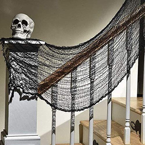 OZMI Halloween Creepy Cloth, 120 x 30 Inch Pack of 3 Scary Spooky Cloth Creepy Gauze, Freaky Loose Weave Creepy Cloth, Decorations for Haunted Houses Props Halloween Wall Outdoor Indoor Decor (Black)