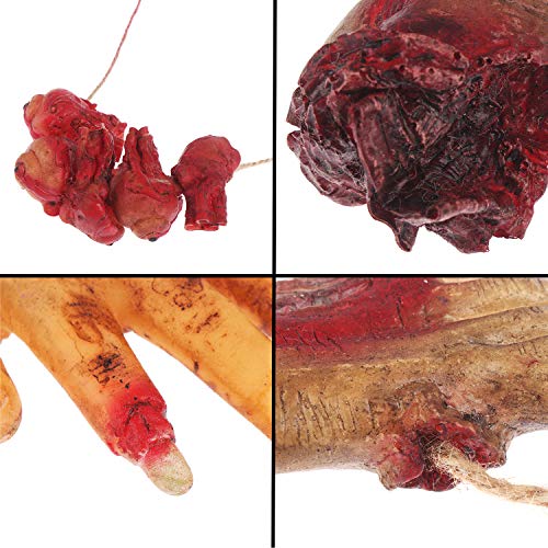 Omigga 18 pcs Halloween Props Decorations Blood Weapon Garland Banner Hand Broken Body Parts Fake Scary Blood Props for Halloween Party Haunted Houses Decorations，6 Body Parts +12 Weapon